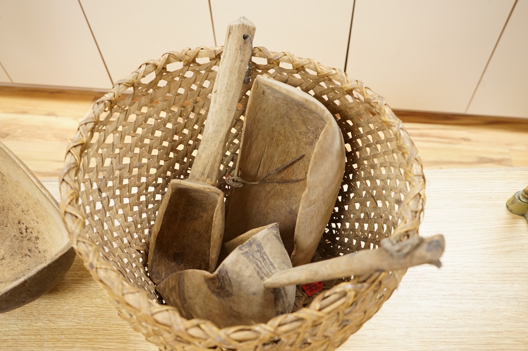 A collection of various walking sticks, some silver mounted and a brass stick stand, 67cm high